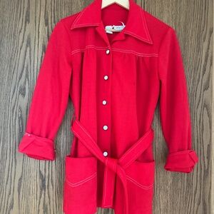Vintage red blazer with white pearl snaps